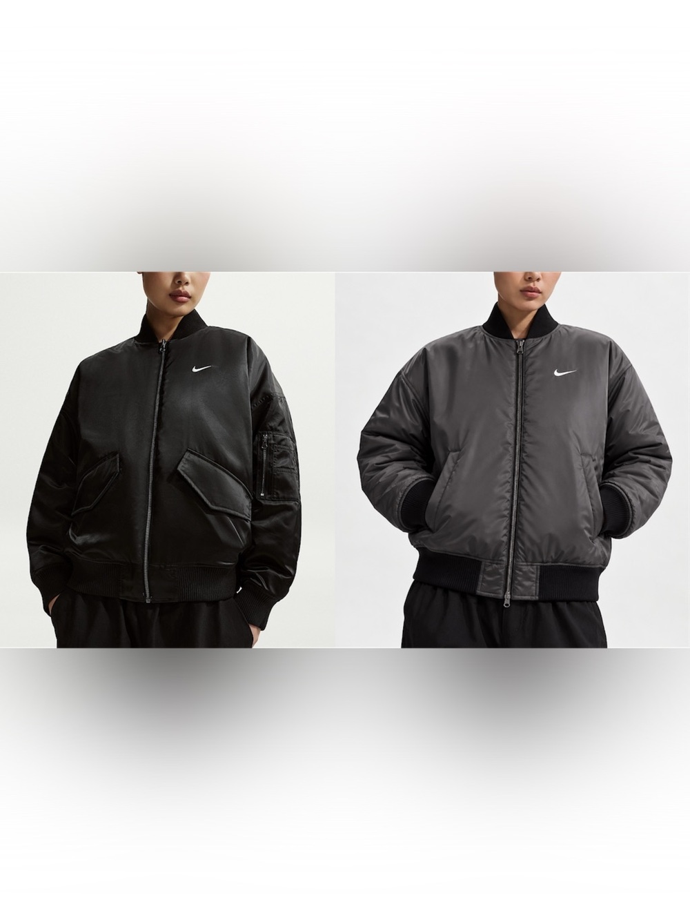 NWT $180 Nike Sportswear Women’s Therma-FIT Reversible Bomber Jacket Small Black